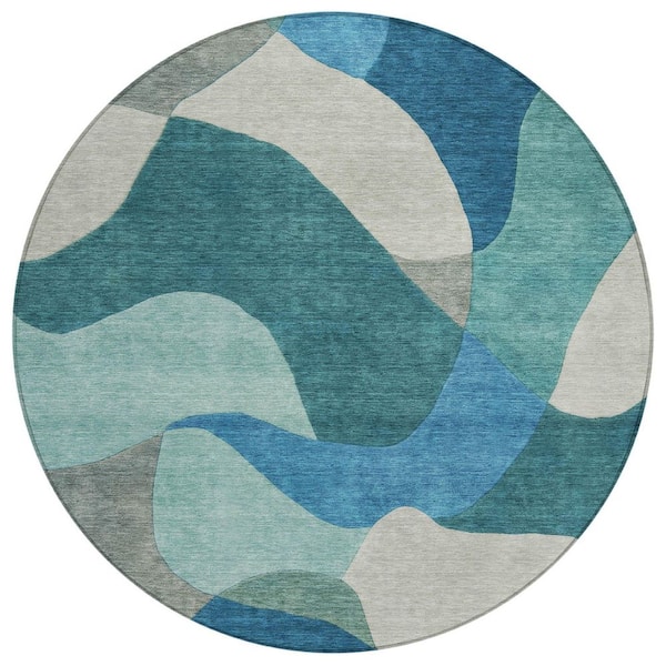 Addison Rugs Chantille Machine Washable Indoor/Outdoor Abstract ACN2141 Teal 8 ft. x 8 ft. Area Rug
