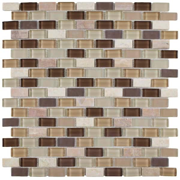 Merola Tile Spectrum Mini Subway Crest 11-1/4 in. x 11-3/4 in. x 4 mm Glass and Stone Mosaic Tile