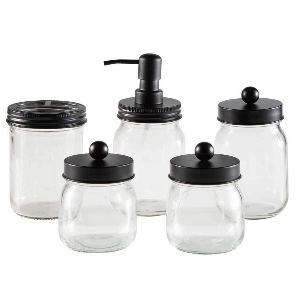 Premium Glass Apothecary Jars for Cotton with Handle | Apothecary Jars  Bathroom | Set of 3 | Glass Jar with Lid for Laundry Room Storage, Bathroom