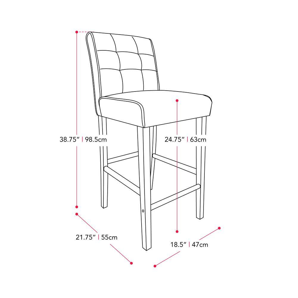 Beige Upholstered Counter Height Bar Stool with Metal Footrest