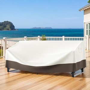 Qovers 82.7 in. L x 34.3 in. W x 28 in. H (Back)/19.3 in. H (Front) Beige and Brown Outdoor Patio Sofa Cover