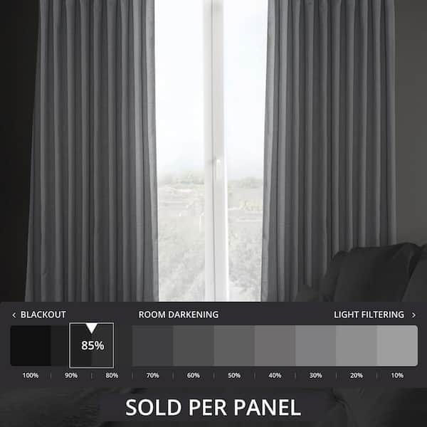 Heather Grey Faux Linen Extra Wide Room Darkening Curtain - 100 in. W X 96 in. L (1 Panel)