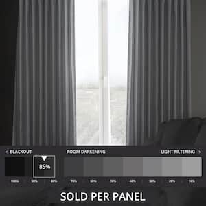 Heather Grey Faux Linen Extra Wide Room Darkening Curtain - 100 in. W X 108 in. L (1 Panel)