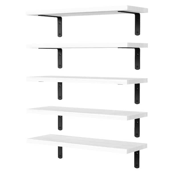 Unbranded 5.9 in. W x 16.5 in. D White Wood Floating Shelves for 5-Sets Wall Decor Decorative Wall Shelf