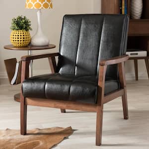 Nikko Scandinavian Black Faux Leather Upholstered Accent Chair