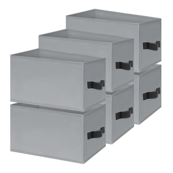 White 14in x 10in x 8in Fabric Closet Shelf Organizer Bins with Handles, Set of 6, for Home Organization