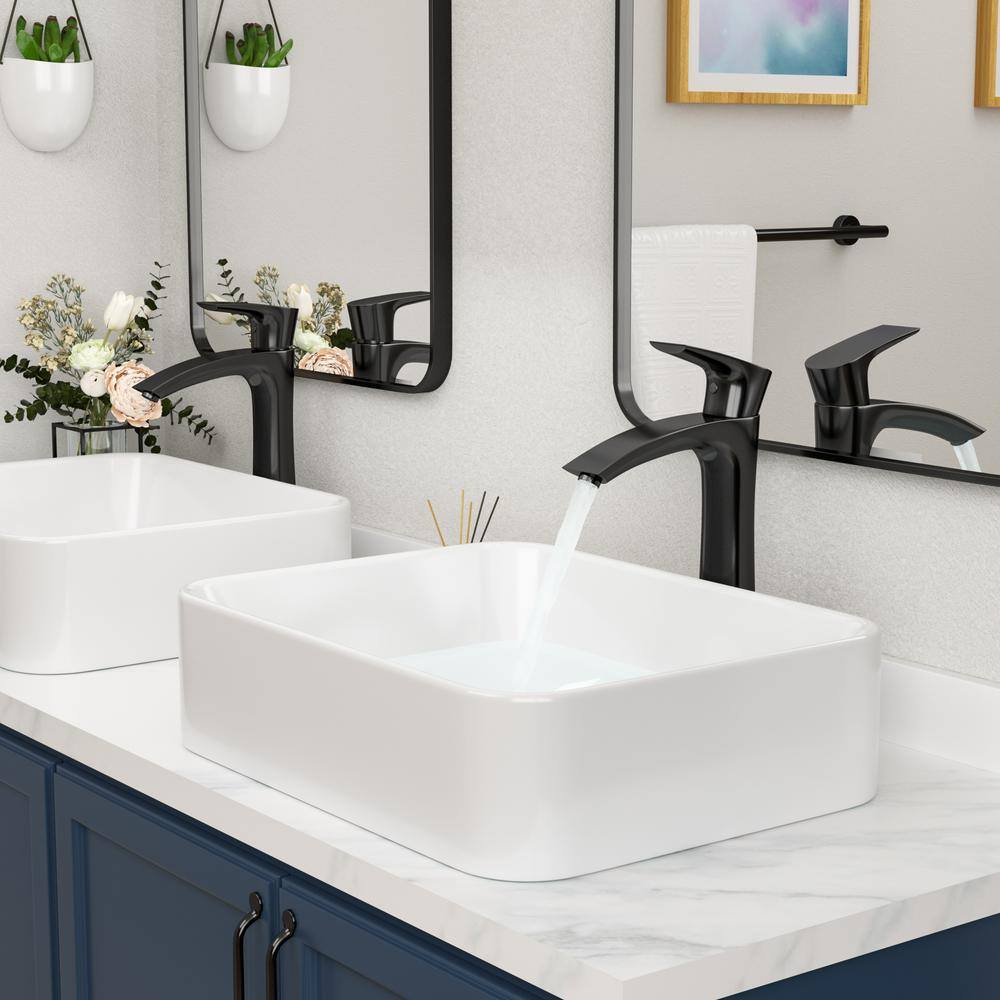 Matte Black Tall Single Handle Bathroom Faucet