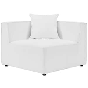Saybrook Upholstered Aluminum Corner Outdoor Sectional Chair with White Cushions