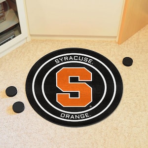 Syracuse Black 2 ft. Round Hockey Puck Accent Rug