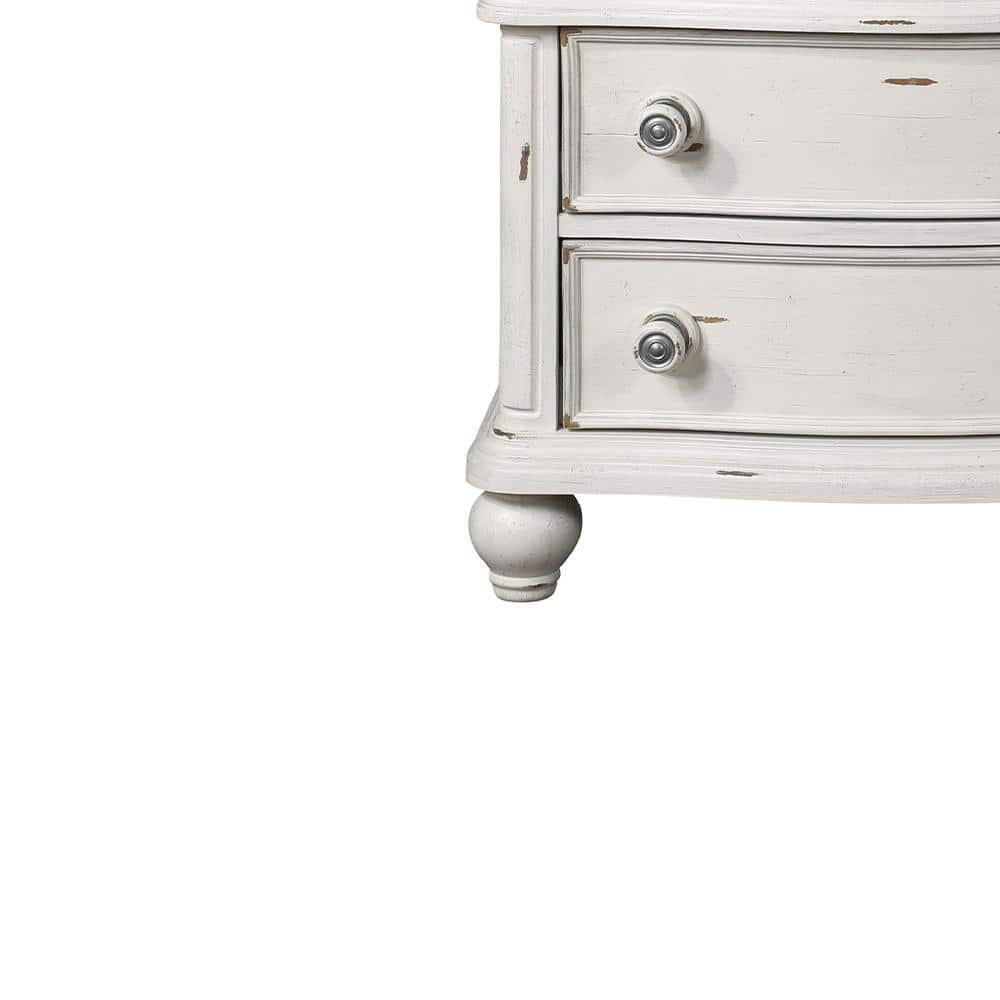 Jaqueline Antique White 3-Drawer Wooden Nightstand
