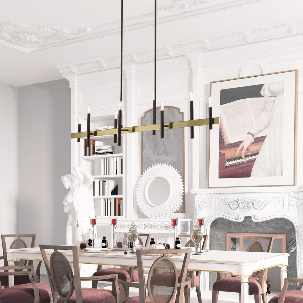 Denmark 8-Light Bronze and Brass Linear Chandelier