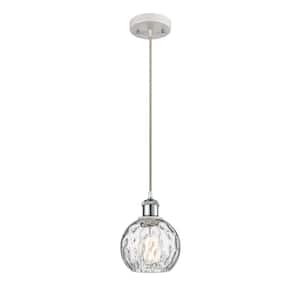 Athens Water Glass 60-Watt 1-Light Whiteand Polished Chrome Shaded Mini Pendant Light with Clear Glass Shade