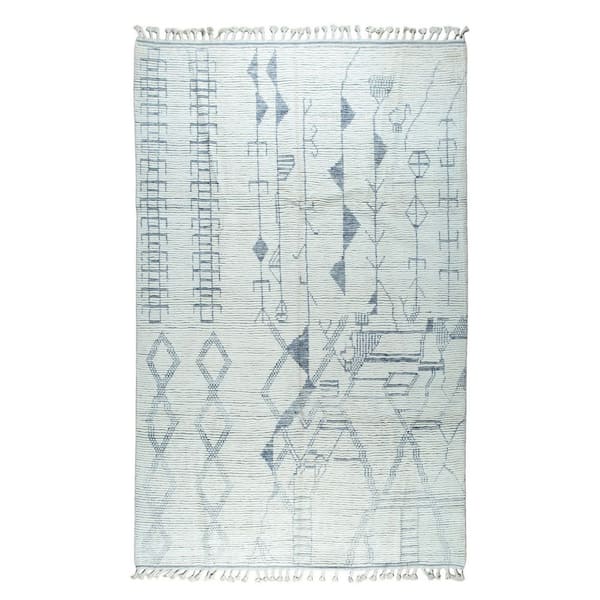 Ivory Contemporary Marrakech Hand-Knotted Wool Rug Luxurious Handspun 6 ft. x 10 ft. for Stylish Home De, Area Rug