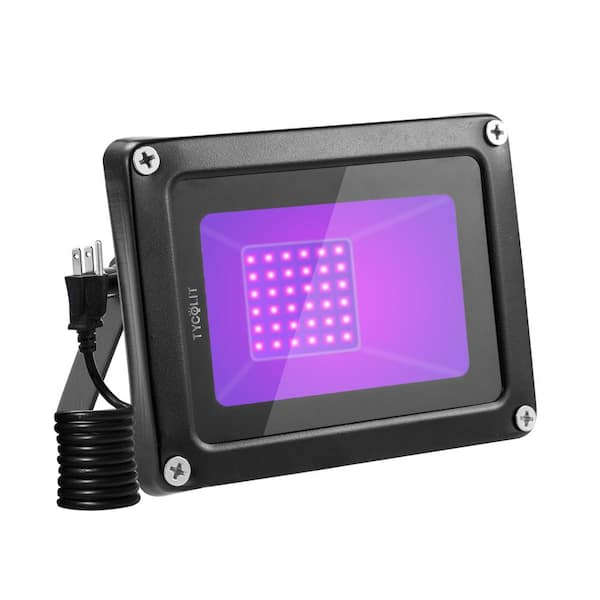 TYCOLIT 30-Watt 120-Degree Black Integrated LED Outdoor Flood Light Purple Light with Adjustable Bracket
