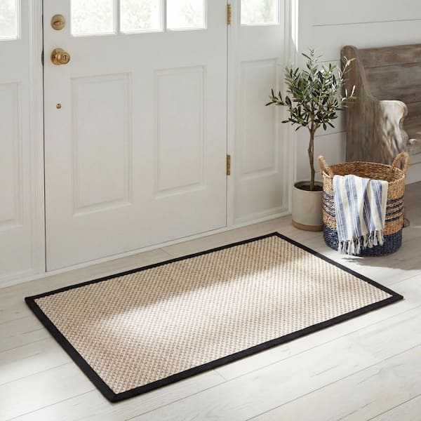 Natural Fiber Marble/Black Doormat 2 ft. x 3 ft. Border Area Rug