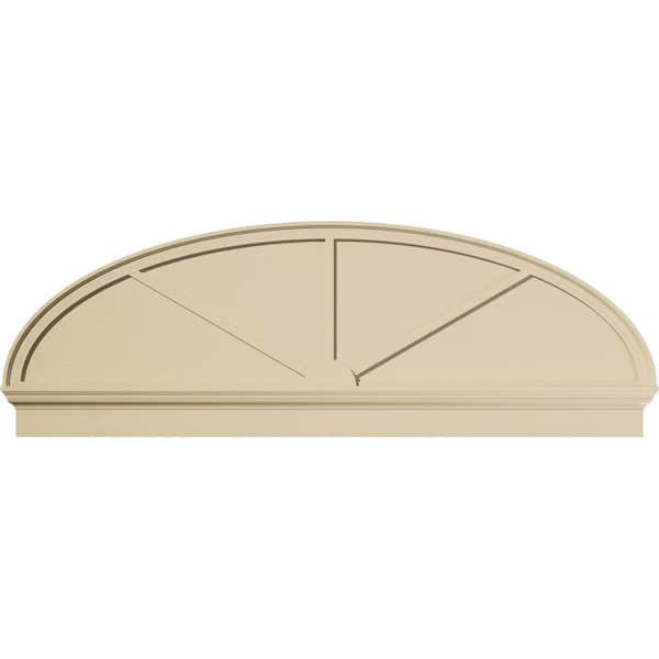 Ekena Millwork 74 in. W x 25-3/8 in. H x 2-3/4 in. P Elliptical 3 Spoke Signature Urethane Combination Pediment, Primed Tan
