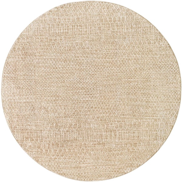 Masterpiece Beige/Tan Global 5 ft. Round ft. Indoor Area Rug