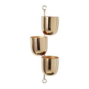 25in. Large Gold Metal Indoor Outdoor Layered Wall Planter