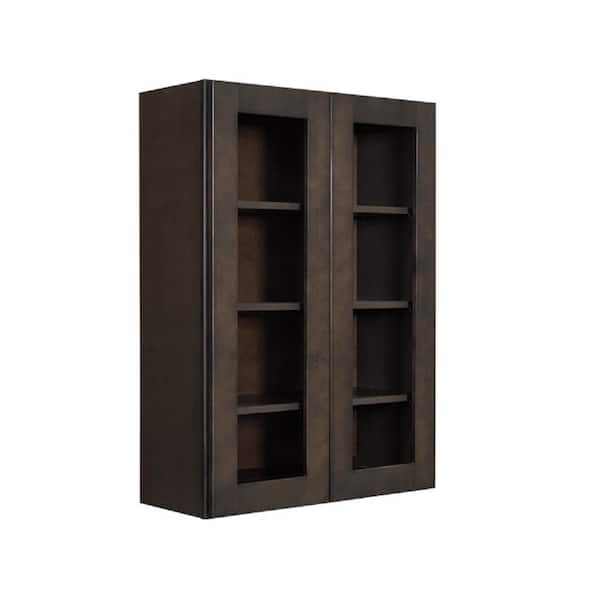 LIFEART CABINETRY Lancaster Shaker Assembled 24 in. x 42 in. x 12 in. Wall Mullion Door Cabinet with 2 Doors 3 Shelves in Vintage Charcoal