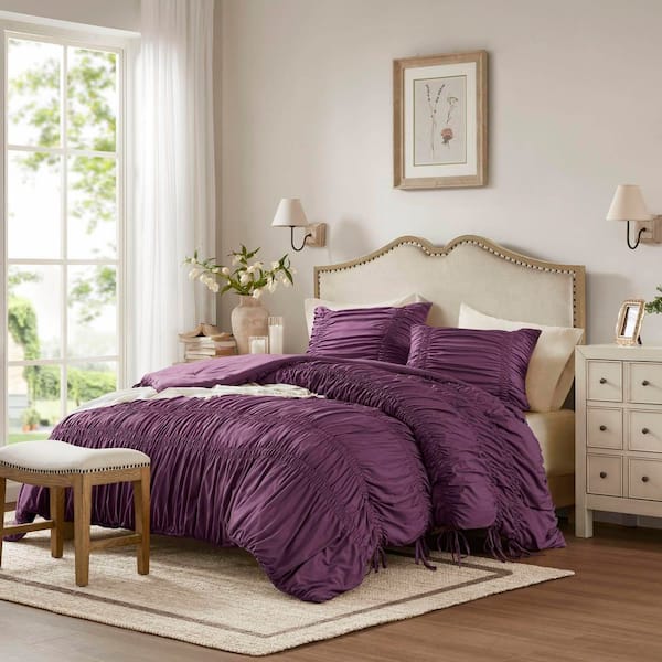 Evelina 2-Piece Purple Polyester Twin/Twin XL Comforter Set