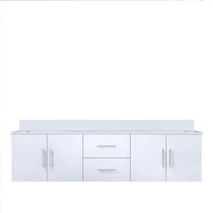 Geneva 72 in. W x 22 in. D Glossy White Double Bath Vanity and Cultured Marble Top
