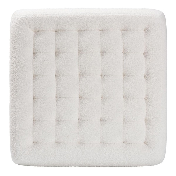 Baxton Studio Athena Ivory Square Ottoman 220 12867 HD The Home