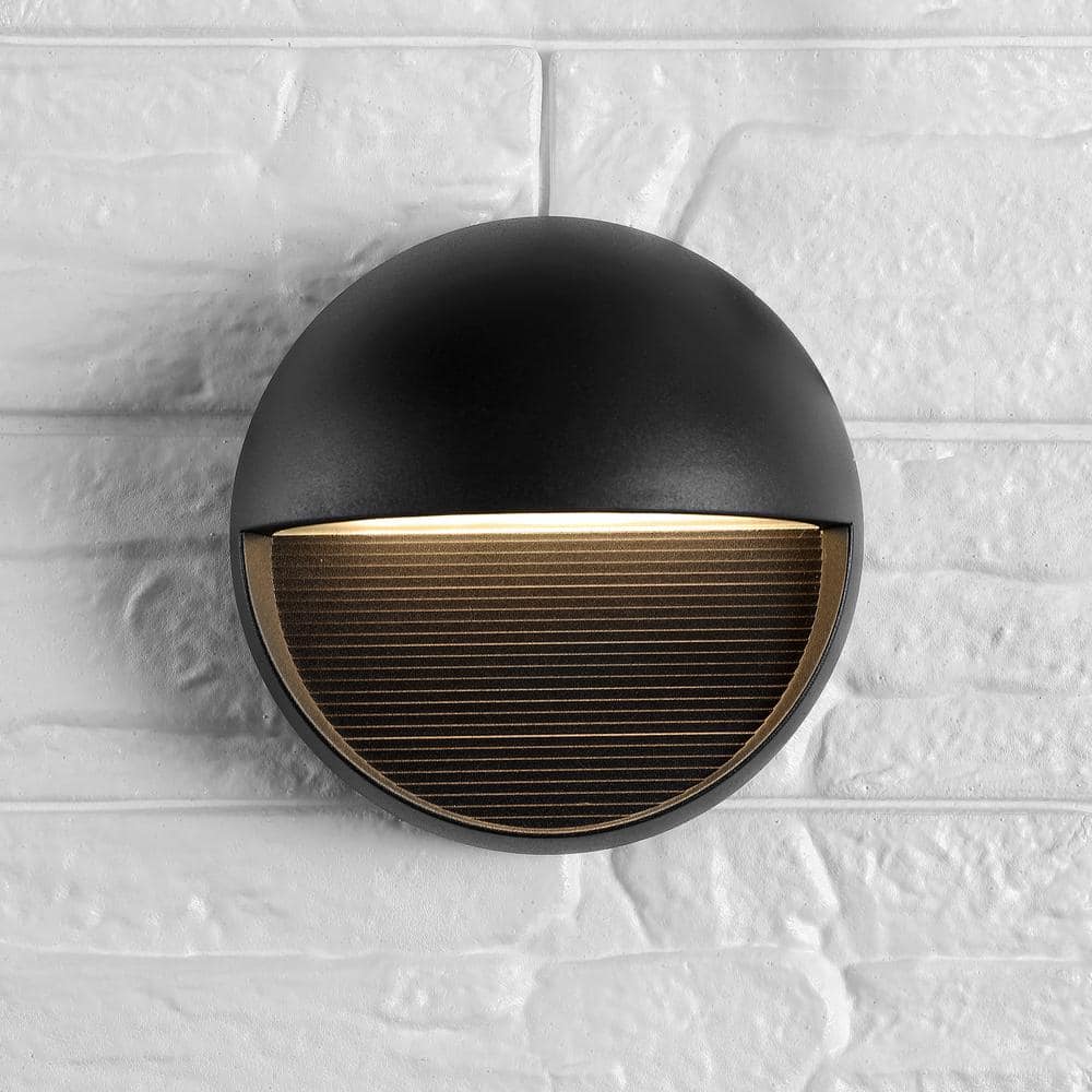 Orbe 6.25" Black Iron Outdoor LED Wall Sconce
