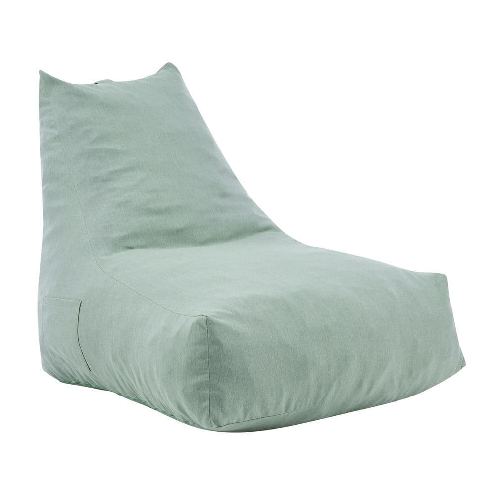 Morlen Modern Mint Olefin Fabric Plastic Patio Bean Bag Outdoor Lounge Chair with Side Pocket