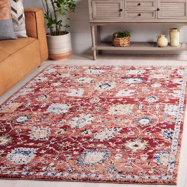 Luna 5 ft. x 8 ft. Red/Rust Abstract Ornate Area Rug