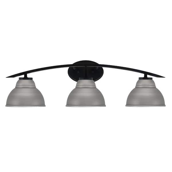 Unbranded Siena 29 in. 3-Light Vanity Light Matte Black with Graphite Metal Shades