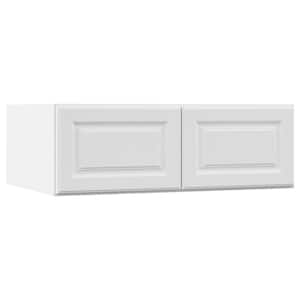Hampton Assembled 36x12x24 in. Above Refrigerator Deep Wall Bridge Kitchen Cabinet in Satin White
