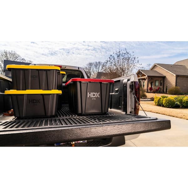 HDX - 27 Gal. Tough Storage Tote in Black and Red