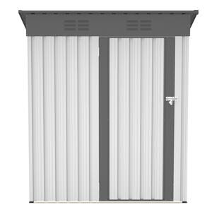 5 ft. W x 3 ft. Outdoor Galvanized Metal Storage Shed with Lockable Doors Tool Storage Shed 15 sq. ft. White