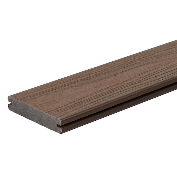 Unbranded 1 in. x 6 in. x 12 ft. Elite Collection Decking -Mesa Brown/Chocolate Reversible Grooved Edge Fully Encapsulated