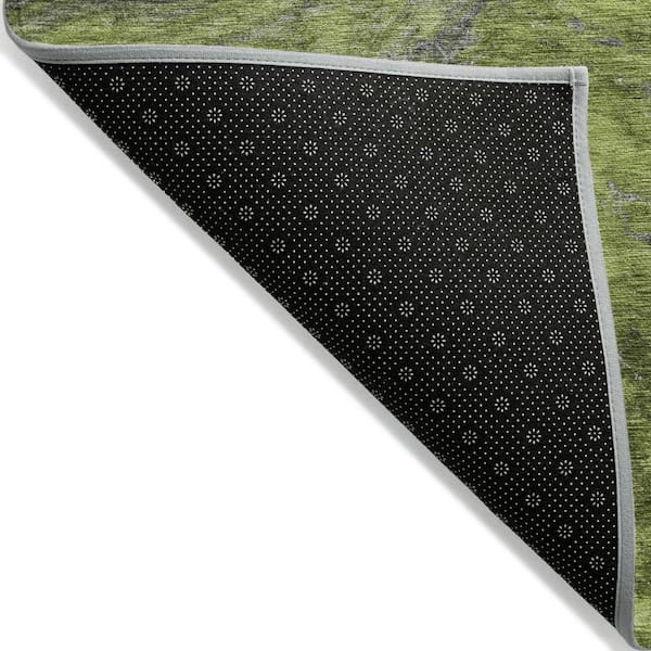 Olive Green, Lime Green 9 ft. x 12 ft. Woven Abstract Polyester Rectangle Indoor / Outdoor Area Rug