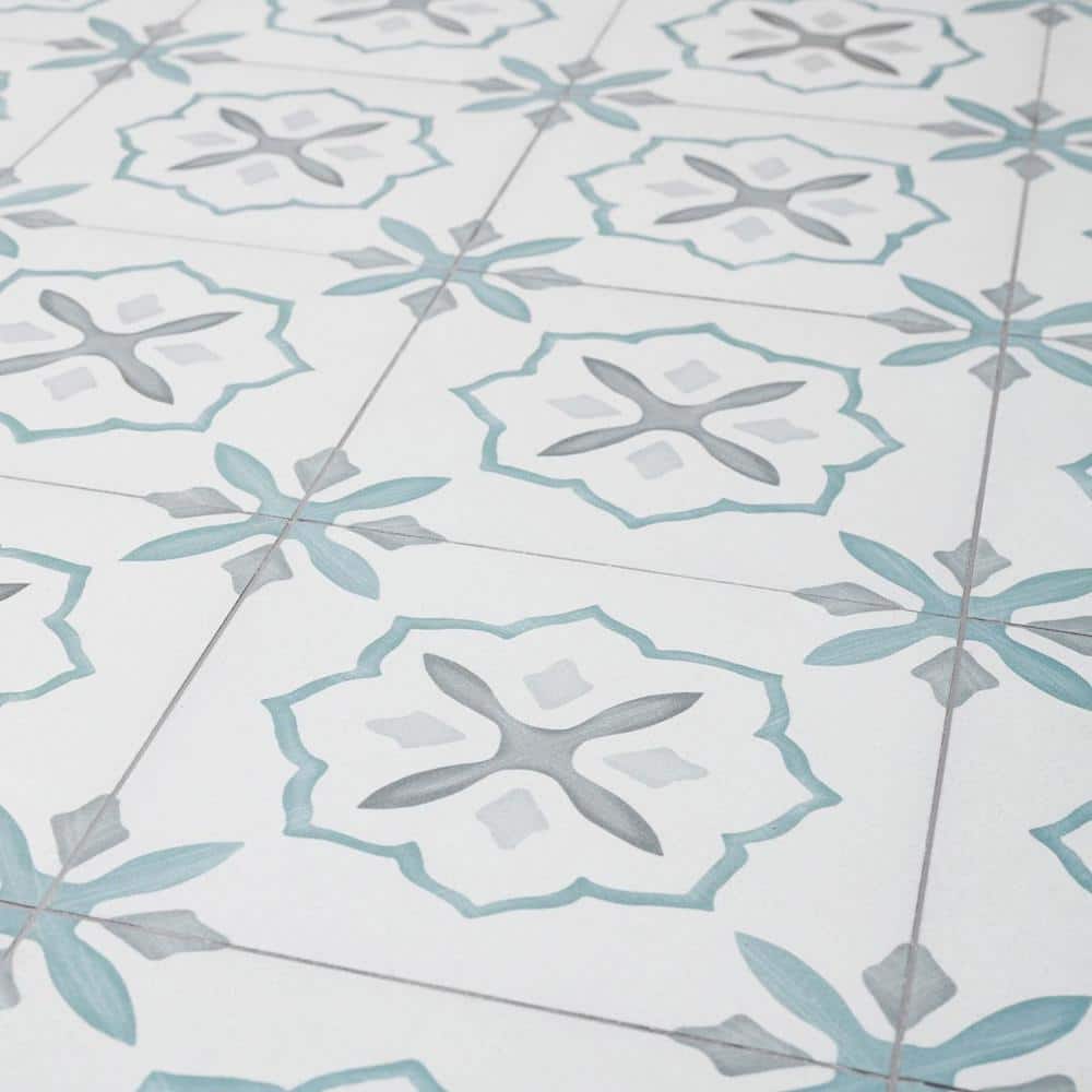 Stella Blue and Gray Matte Porcelain Encaustic Tile