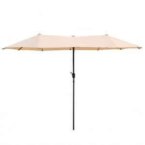 13 ft. Market No Weights Patio Umbrella 2-Side in Beige