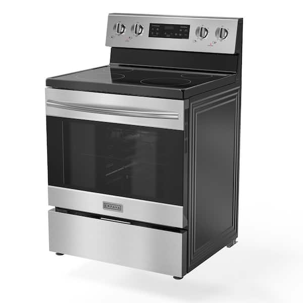 30 in. 4.8 cu. ft. Single Oven Electric Range - 4 Burner Elements Electric Stove w/ Rear Control and Storage Drawer