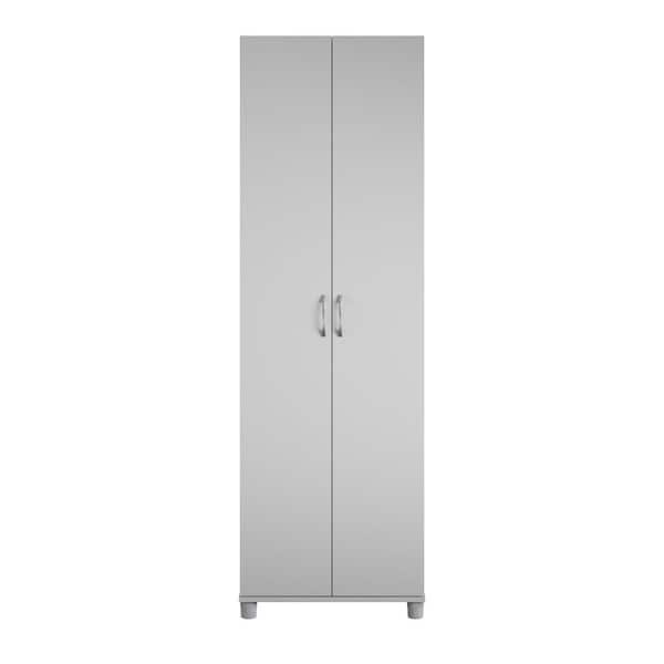 SystemBuild Evolution Lonn 23.7 in. x 75 in. x 15.39 in. 2 Doors 5 Shelves Freestanding Utility Storage Cabinet in Dove Gray