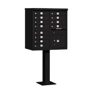Black USPS Access Cluster Box Unit with 12 A Size Doors and Pedestal