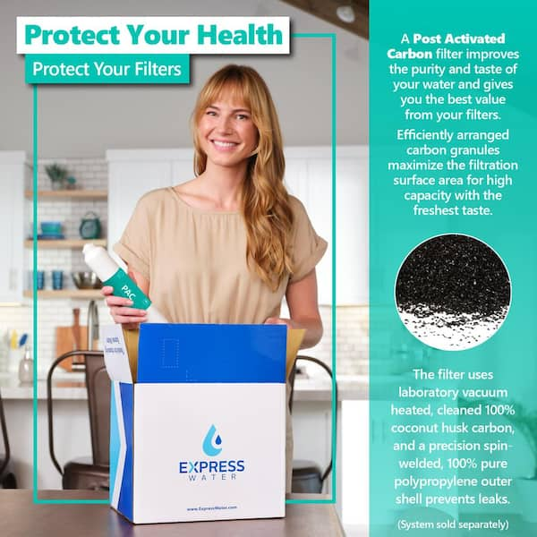 Express Water – 2 Pack Granular Activated Carbon Water Filter Replacement –  5 Micron – Under Sink Reverse Osmosis System