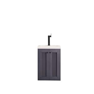 Chianti 19.6 in. W x 15.4 in. D x 29.5 in. H Bath Vanity in Mineral Grey with White Glossy Top