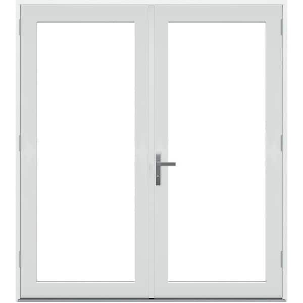 60 in. x 80 in. F4500 Left-Hand/Outswing Primed Fiberglass French Patio Door with Low-E Glass and Nickel Handle