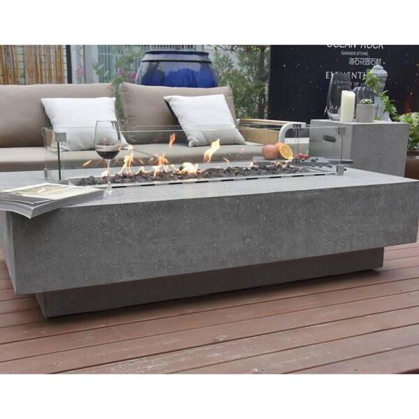 Black Gold Cast Aluminum and Slate Top 52 x 32 in. LP Gas Fire Pit Coffee  Table