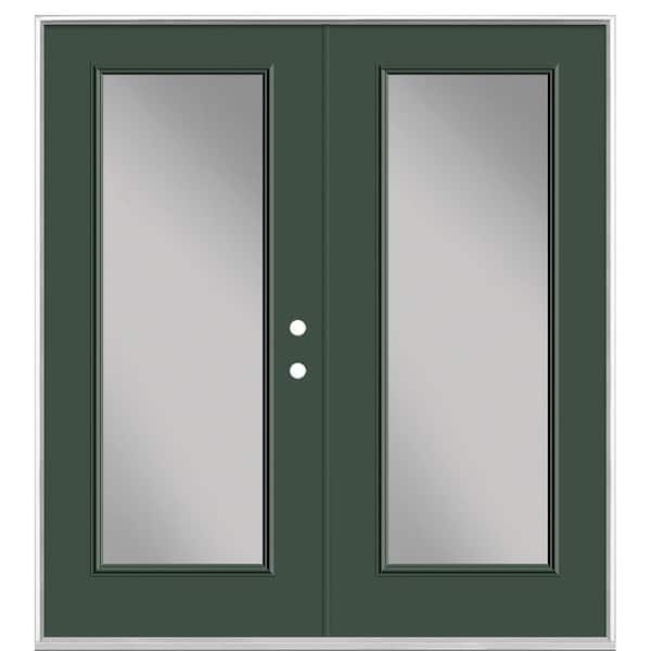 Masonite 72 in. x 80 in. Conifer Steel Prehung Left-Hand Inswing Full Lite Clear Glass Patio Door without Brickmold