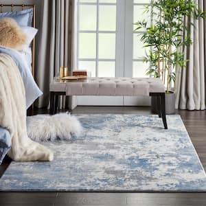 Rustic Textures Grey/Blue 5 ft. x 7 ft. Abstract Contemporary Area Rug