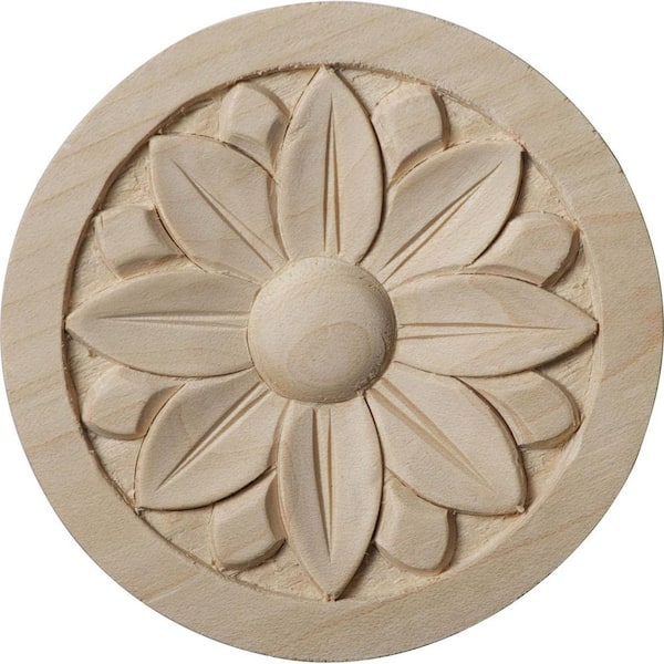 Ekena Millwork 1/2 in. x 3-1/2 in. x 3-1/2 in. Unfinished Wood Cherry Bedford Rosette