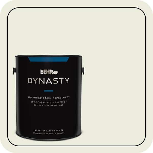 BEHR DYNASTY 1 gal. #BWC-18 Spring White Satin Enamel Interior Stain-Blocking Paint and Primer
