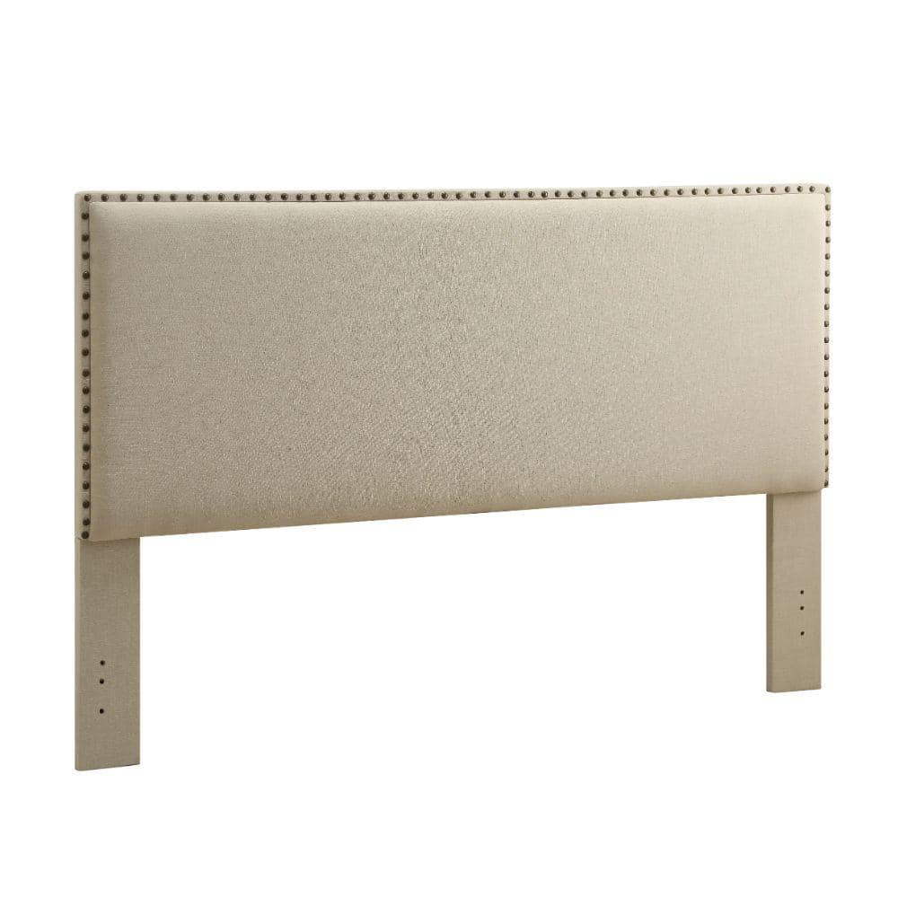 Benjara 79.5 In. Beige Fabric Upholstered King Size Headboard With ...