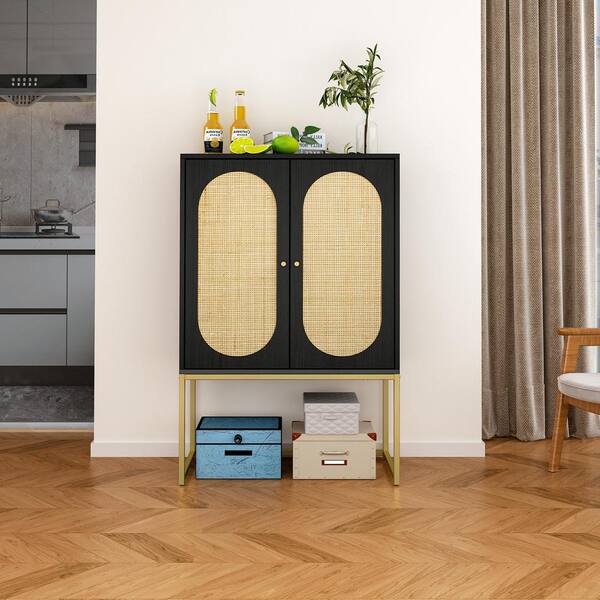 Tileon 26.8-in. W x 15.8-in. D x 41.2-in. H in Black Wood Freestanding Kitchen Cabinet with Adjustable Shelf